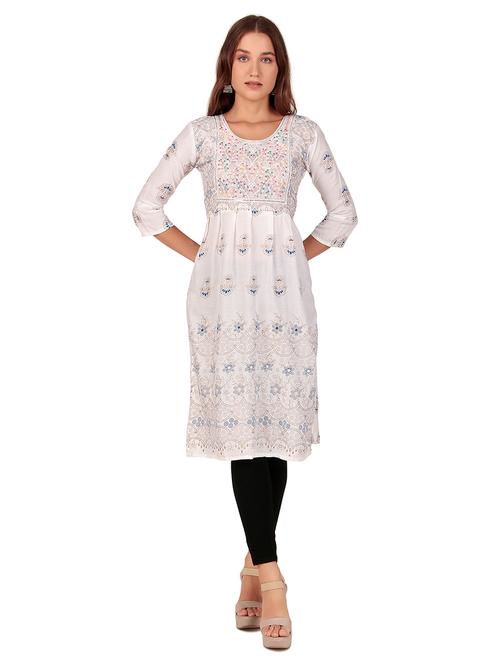 women printed three quarter sleeves straight kurta - 21517712 - Very Small Image - 1