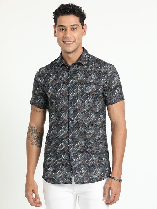men printed short sleeve casual shirt - 21518458 - Very Small Image - 1