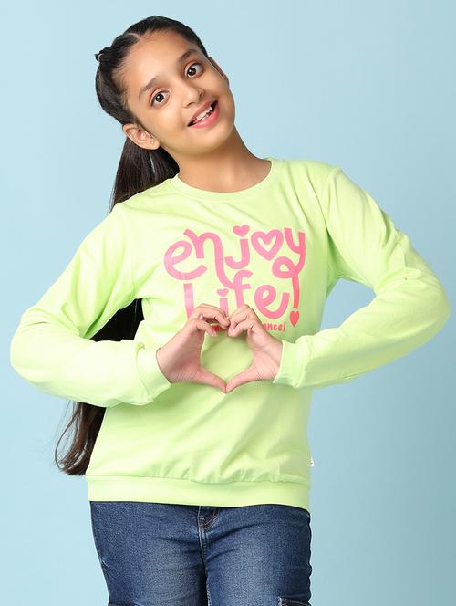 girls front printed round neck sweatshirt - 21519230 - Very Small Image - 1