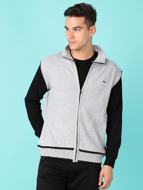 men sleeveless solid casual jacket - 21519271 - Very Small Image - 1