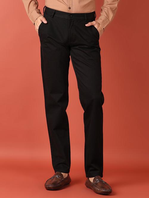 men black solid chinos casual trouser - 21519661 - Very Small Image - 1
