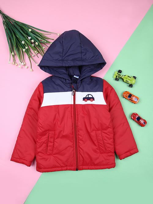 boys color block hooded neck jacket - 21519919 - Very Small Image - 1