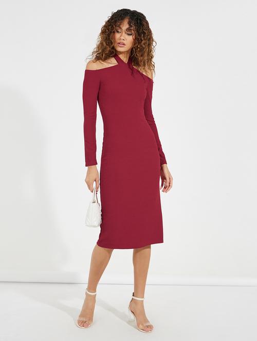 women red solid sheath dress - 21520380 - Very Small Image - 1