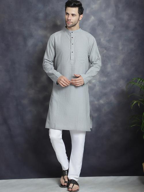 men mandarin neck embroidered long kurta - 21520438 - Very Small Image - 1