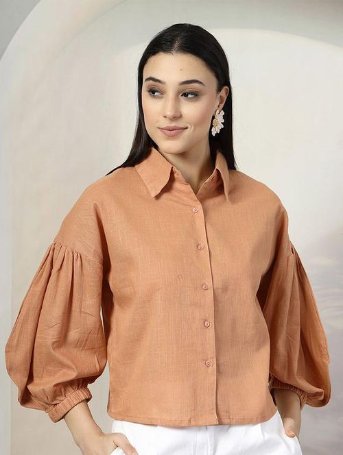 women orange cotton regular shirt - 21520526 - Very Small Image - 1