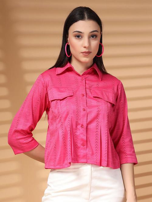 women pink polyester regular shirt - 21520532 - Very Small Image - 1
