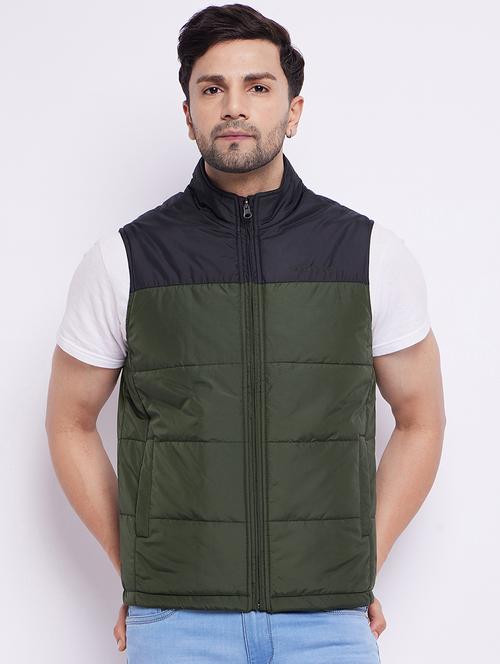 men green color block quilted jacket - 21521029 - Very Small Image - 1