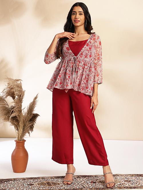 women maroon top pants set - 21521104 - Very Small Image - 1