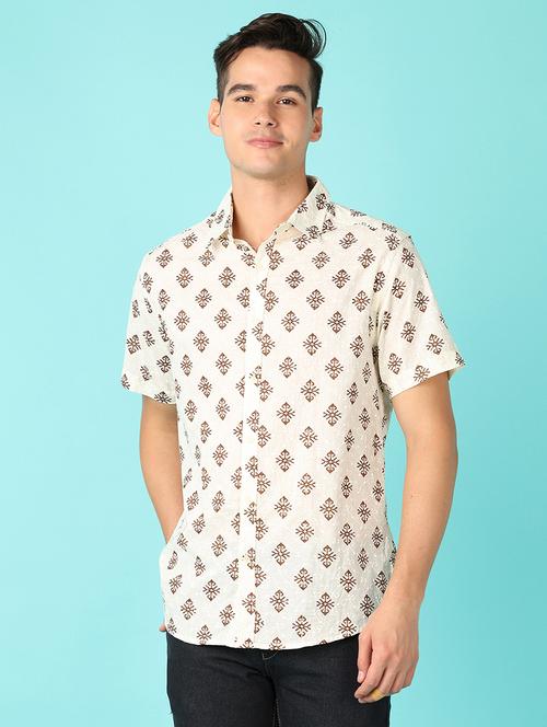 men printed short sleeve casual shirt - 21521203 - Very Small Image - 1