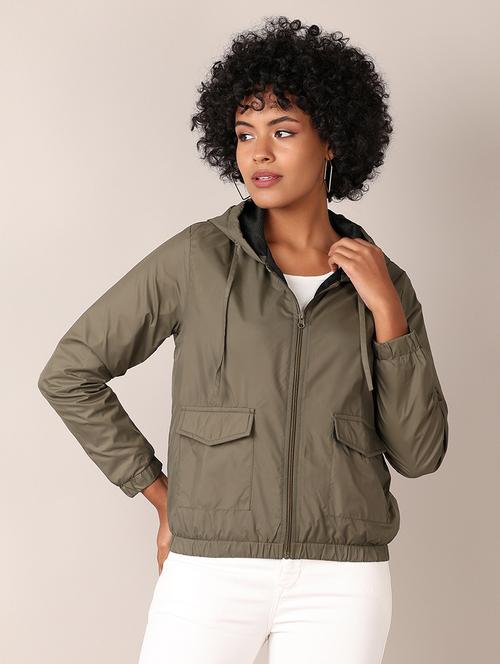 women solid long sleeve windcheater jacket - 21521235 - Very Small Image - 1