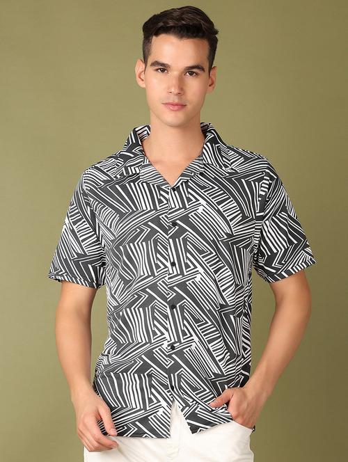 men printed short sleeve casual shirt - 21521345 - Very Small Image - 1