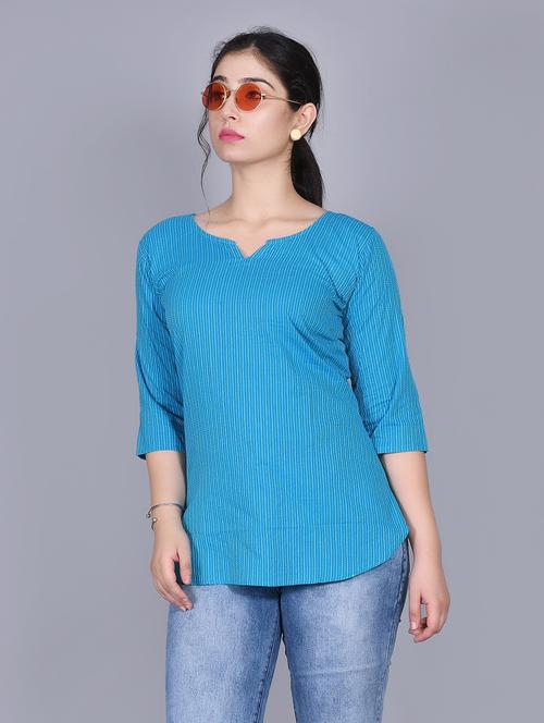 women stripes notch neck kurti - 21521913 - Very Small Image - 1