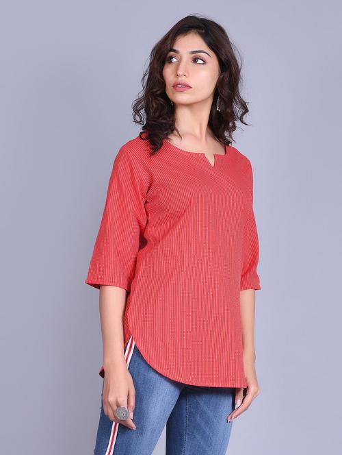 women stripes notch neck kurti - 21521919 - Very Small Image - 1