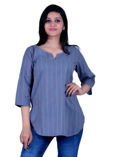 women stripes notch neck kurti - 21521927 - Very Small Image - 1