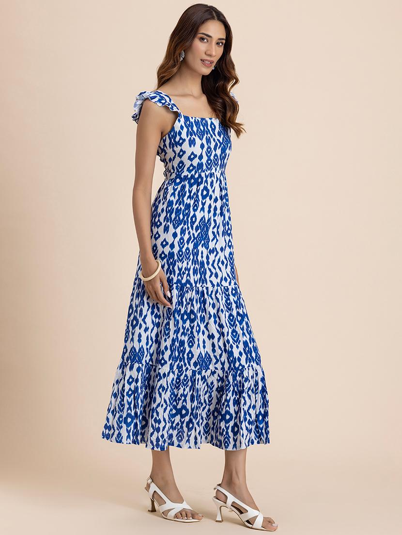 women ikat printed sleeveless tiered dress - 21521983 - Standard Image - 2