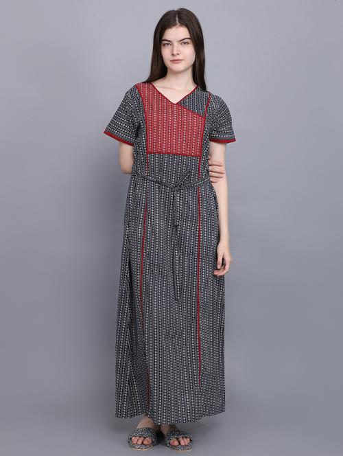 women navy blue cotton nighty  - 21522420 - Very Small Image - 1