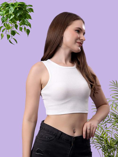 women solid sleeveless crop top - 21522504 - Very Small Image - 1