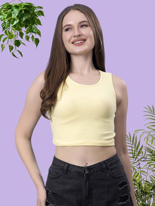 women solid sleeveless crop top - 21522521 - Very Small Image - 1