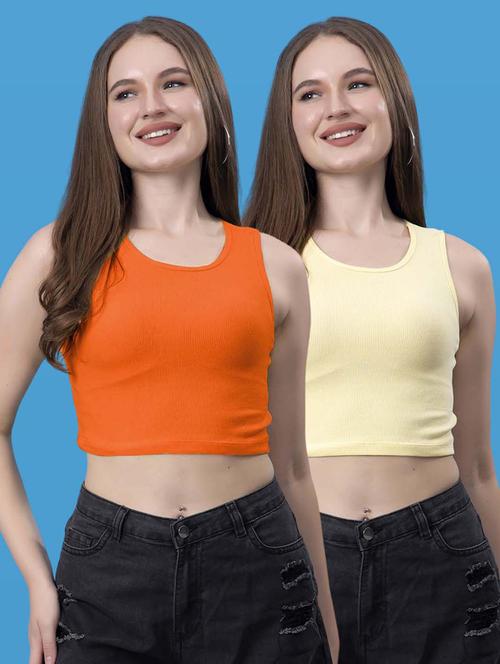 women pack of 2 solid sleeveless crop top - 21522531 - Very Small Image - 1