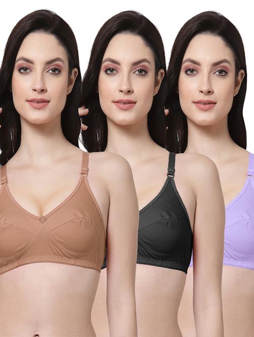 pack of 3 cotton blend regular bra - 21522539 - Very Small Image - 1