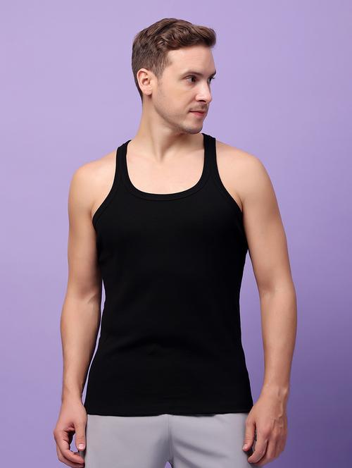 men black solid vest - 21522600 - Very Small Image - 1