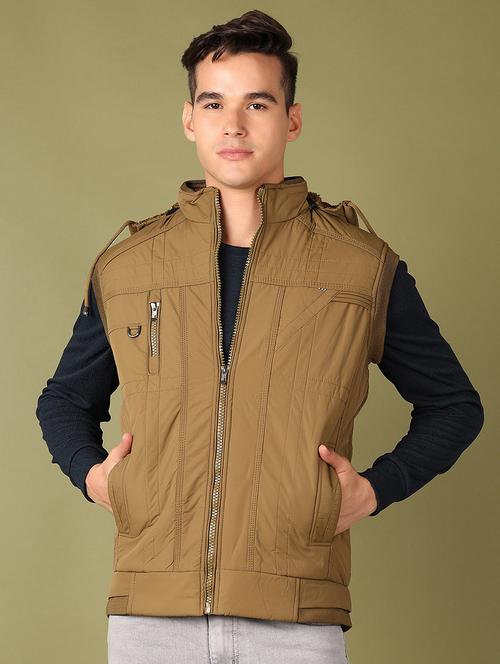 men solid hooded neck bomber jacket - 21522826 - Very Small Image - 1