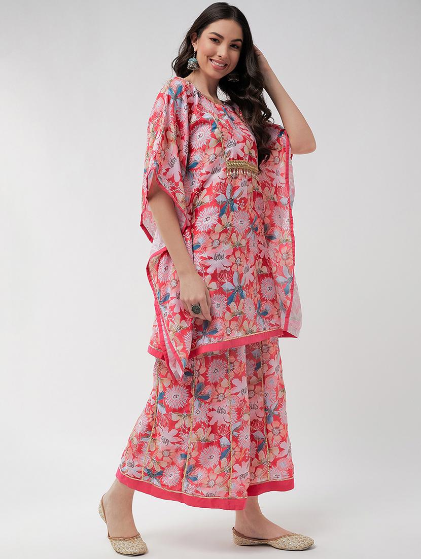 women red floral kaftan set - 21523208 - Zoom Image - 2