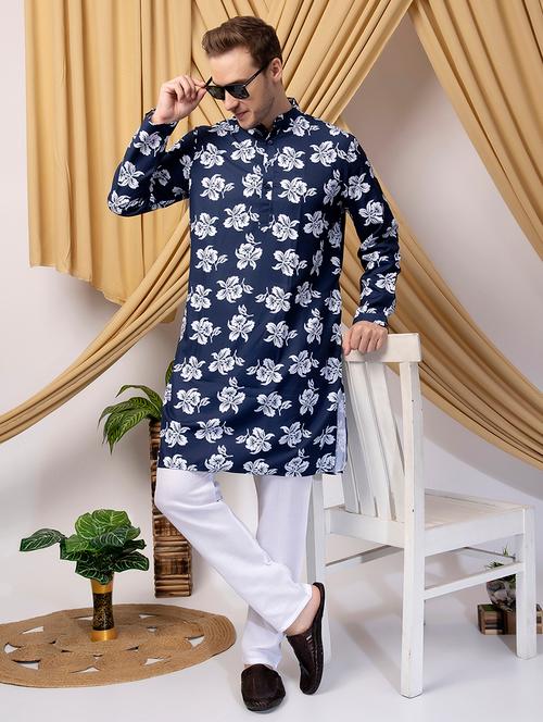 men florals kurta with trousers ethnic wear set - 21523264 - Very Small Image - 1