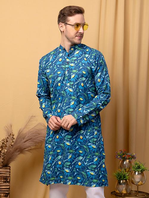 men florals long sleeves kurta - 21523320 - Very Small Image - 1