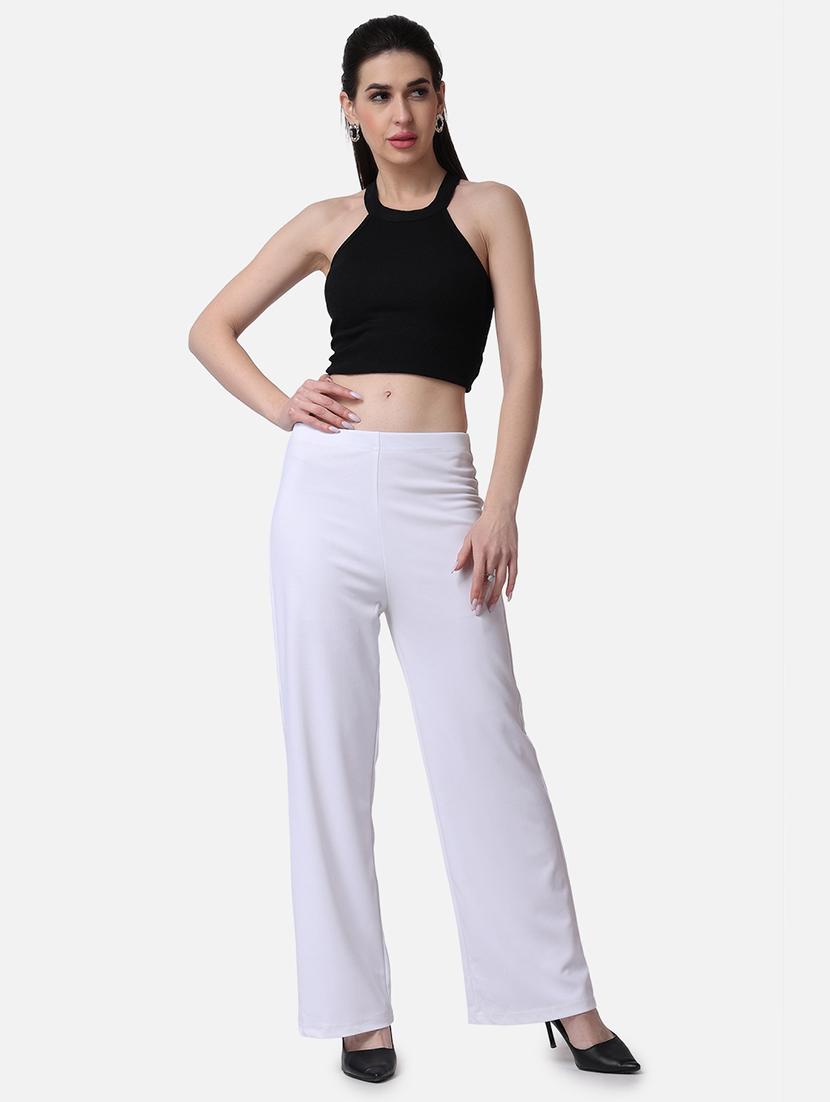 women solid relaxed fit wide leg trouser - 21523494 - Standard Image - 6