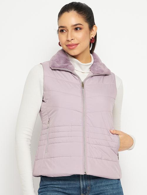 women solid sleeveless bomber jacket - 21523571 - Very Small Image - 1