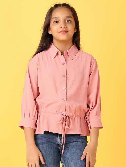 girls peach solid long sleeve top - 21524130 - Very Small Image - 1