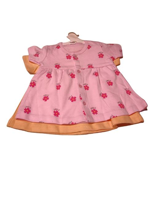 yellowpink cotton interlock frock - 21524165 - Very Small Image - 1