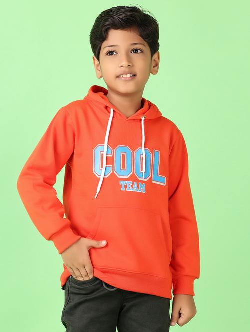 boys typographic printed long sleeve hooded sweatshirt - 21524206 - Very Small Image - 1