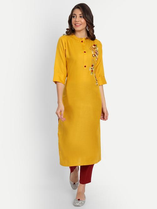 women embroidered mandarin neck straight kurta - 21524803 - Very Small Image - 1