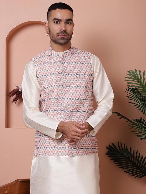 men mandarin neck printed nehru jacket - 21524982 - Very Small Image - 1