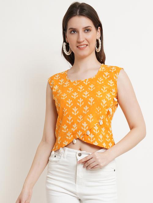 women printed round neck crop top - 21525096 - Very Small Image - 1