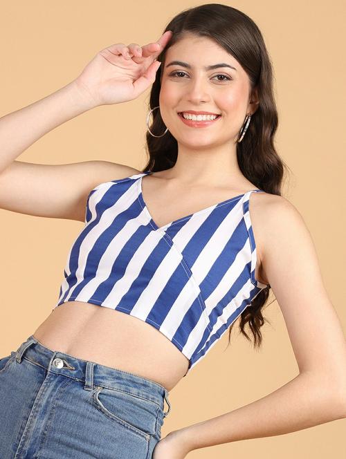 women striped sleeveless crop top - 21525188 - Very Small Image - 1