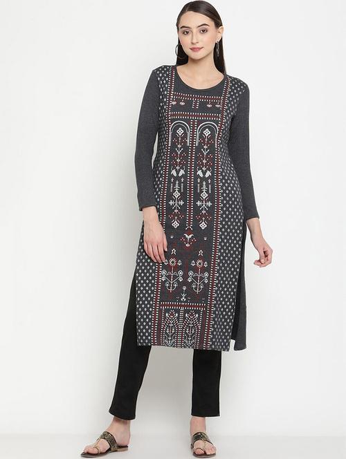 women self-designed woolen kurta - 21525698 - Very Small Image - 1
