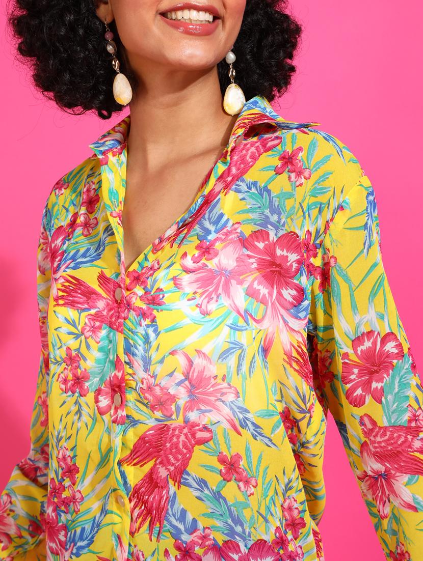 women printed collared long sleeves shirt - 21525755 - Standard Image - 4