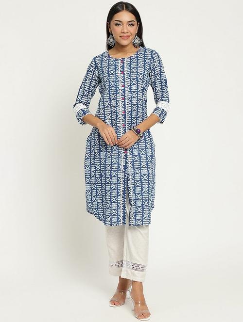 women printed three quarter sleeve straight kurta - 21525952 - Very Small Image - 1
