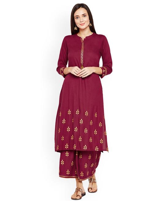 women three quarter sleeve straight kurta - 21526044 - Very Small Image - 1