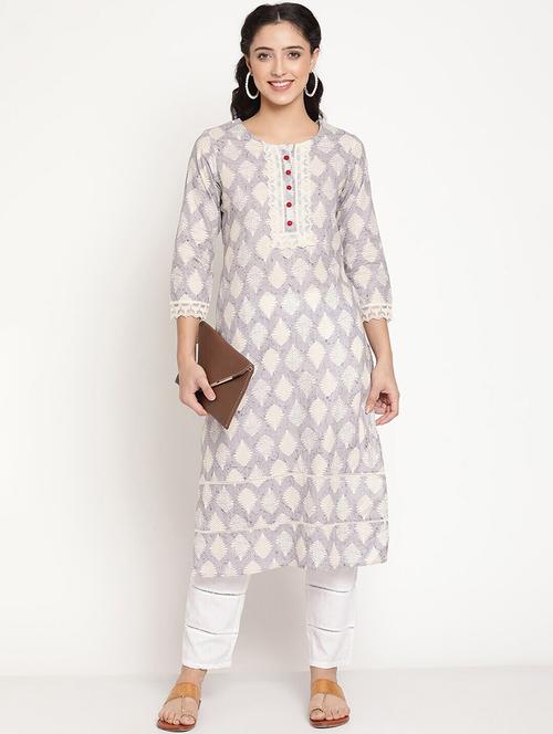 women printed round neck a-line kurta - 21526228 - Very Small Image - 1