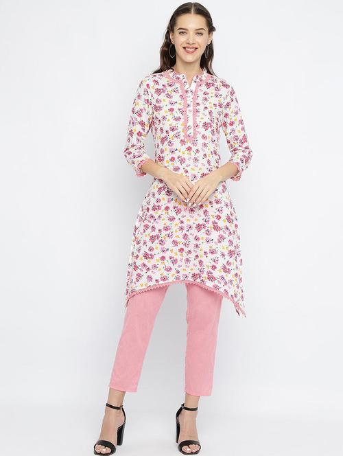 women floral mandarin neck a-line kurta - 21526272 - Very Small Image - 1