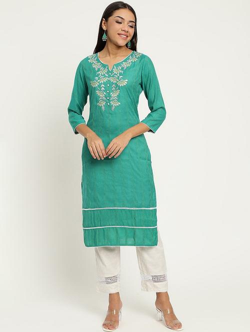 women three quarter sleeve straight kurta - 21526289 - Very Small Image - 1