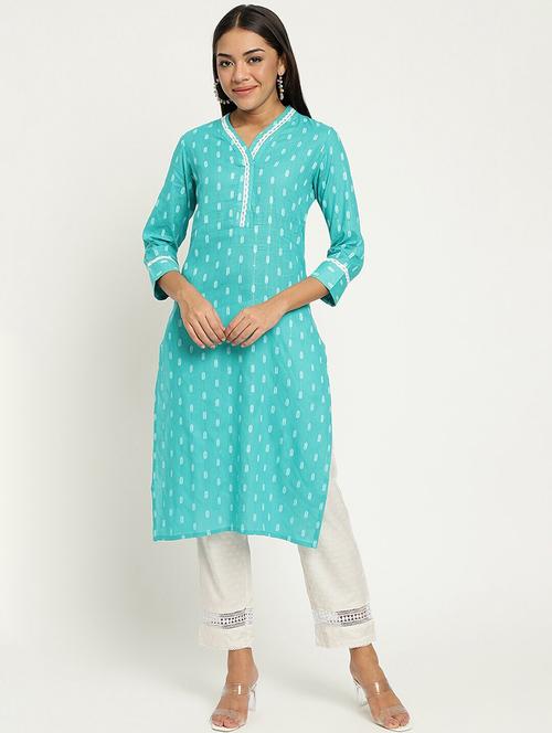 women three quarter sleeve straight kurta - 21526290 - Very Small Image - 1