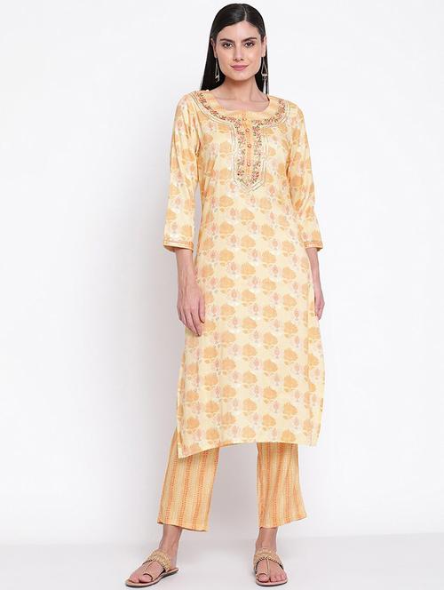 women floral round neck kurta pant set - 21526352 - Very Small Image - 1