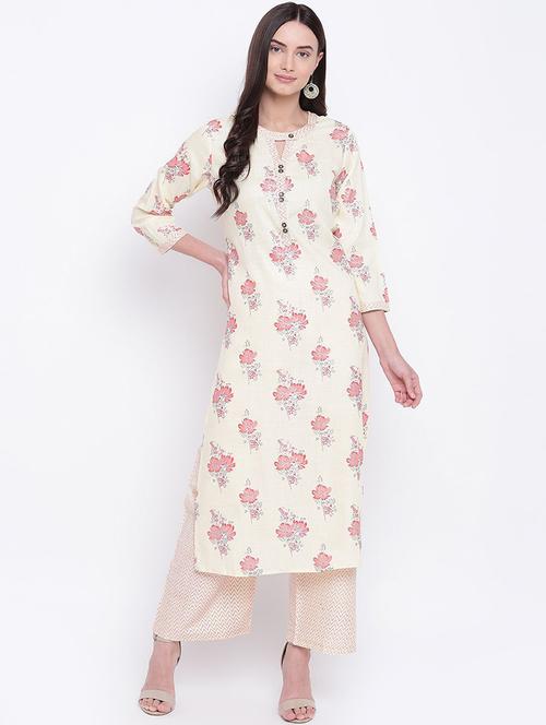 women floral key hole neck kurta palazzo set - 21526615 - Very Small Image - 1