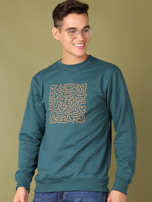 men front print round neck sweatshirt - 21527317 - Very Small Image - 1
