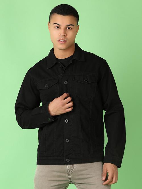 men long sleeves solid denim casual jacket - 21528149 - Very Small Image - 1